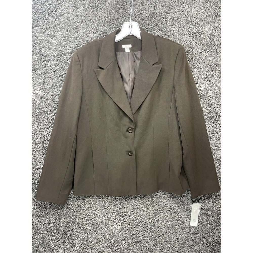New APT. 9 Blazer Jacket Womens Size 14 Brown Stretch Single Breasted Two Button